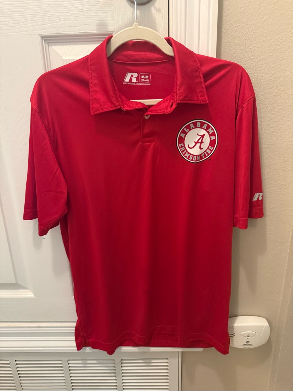 Russell Athletic Red Alabama Polo with Embroidered A Patch
